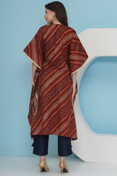 Rust Bandhani Kaftaan Set